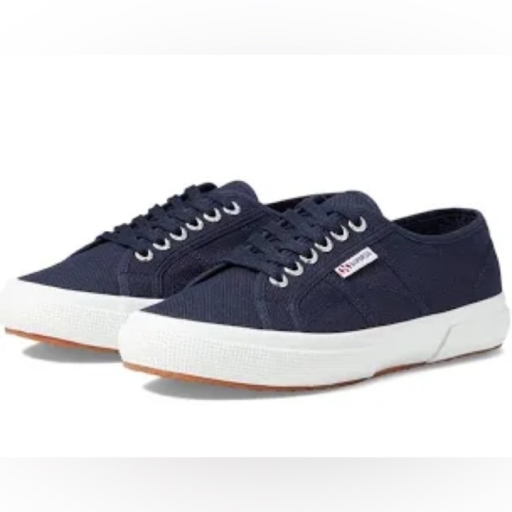 Superga Navy 2750 Cotu Canvas Lace Up Unisex Classic Sneakers, size 40 (US 9)
